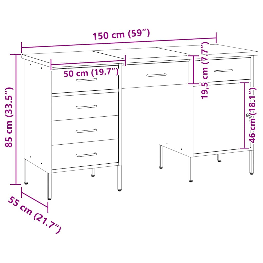 Werkbank mit Schubladen 2 pcs Rot und Grau 100 x 55 x 85 cm
