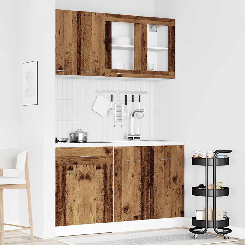 4-tlg. Küchenzeile Lyon Weiß Holzwerkstoff