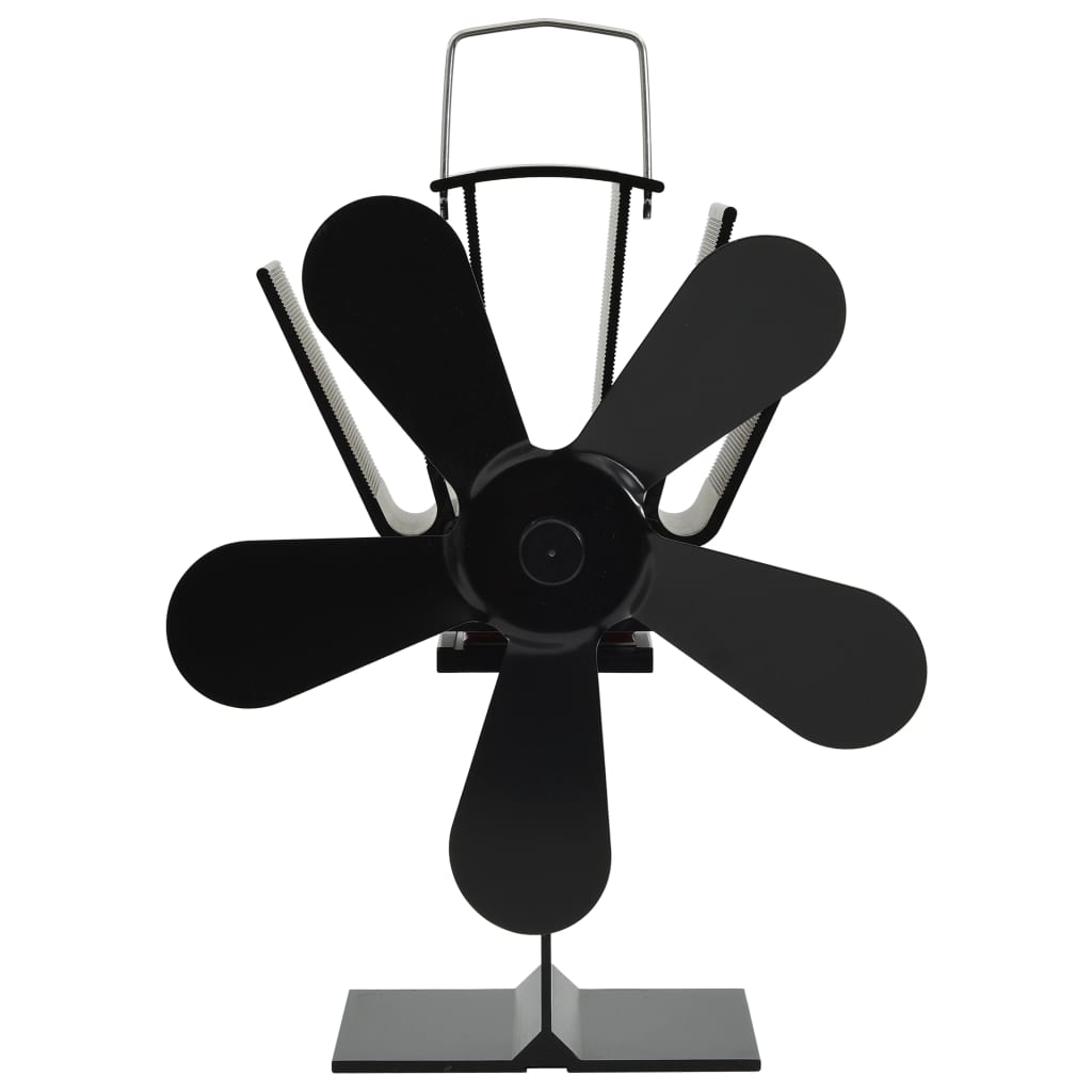 Ofenventilator Wärmebetrieben 2 Blätter Schwarz