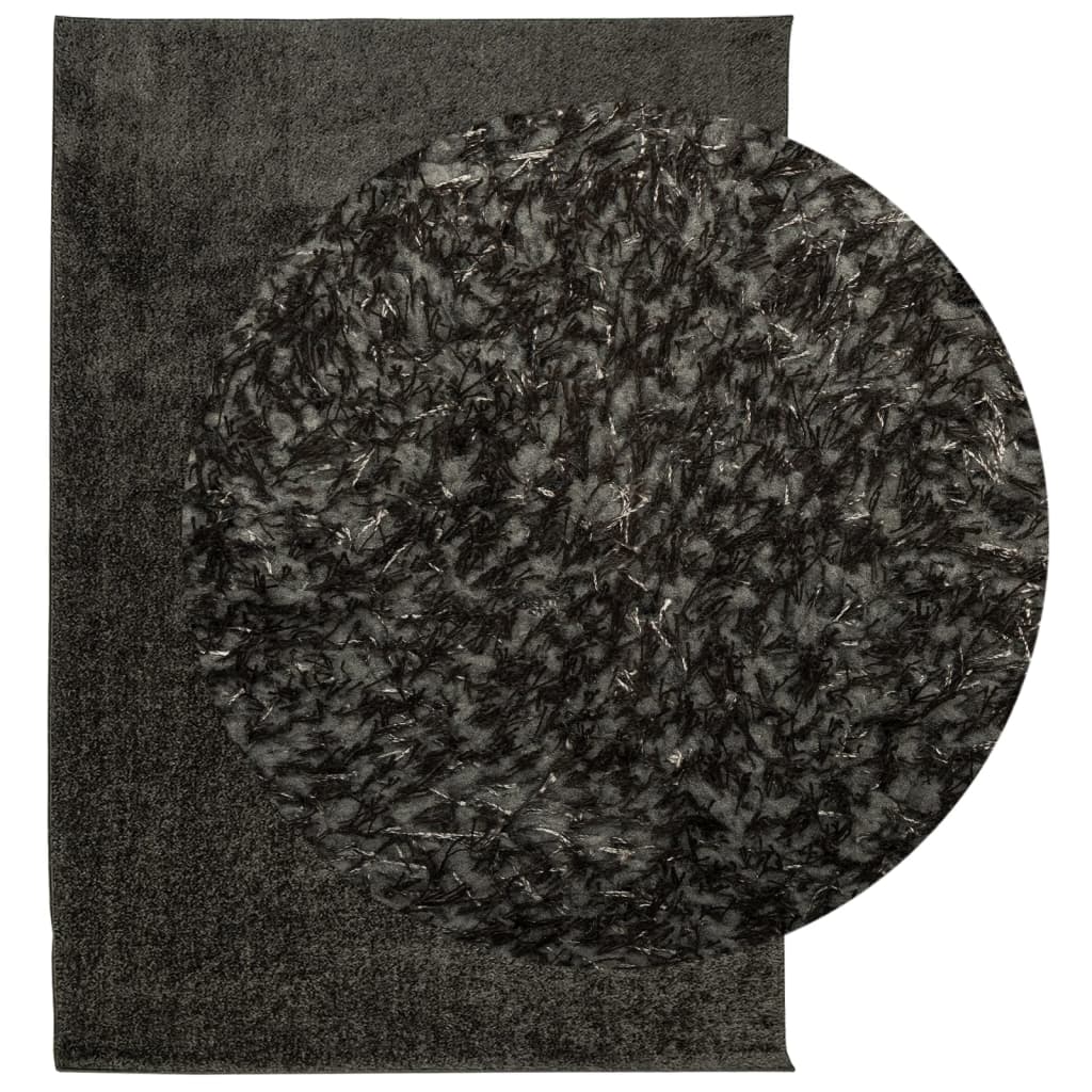 Teppich ISTAN Hochflor Glänzend Anthrazit 100x200 cm