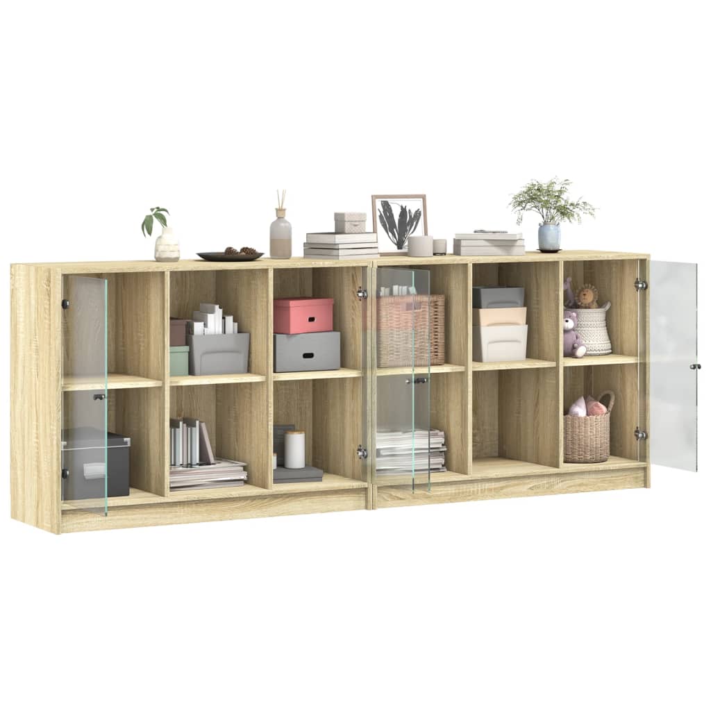 Bücherschrank mit Türen Weiß 204x37x75 cm Holzwerkstoff