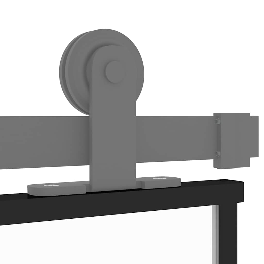 Schiebetür Aluminium und ESG Glas 90x205 cm Schwarz