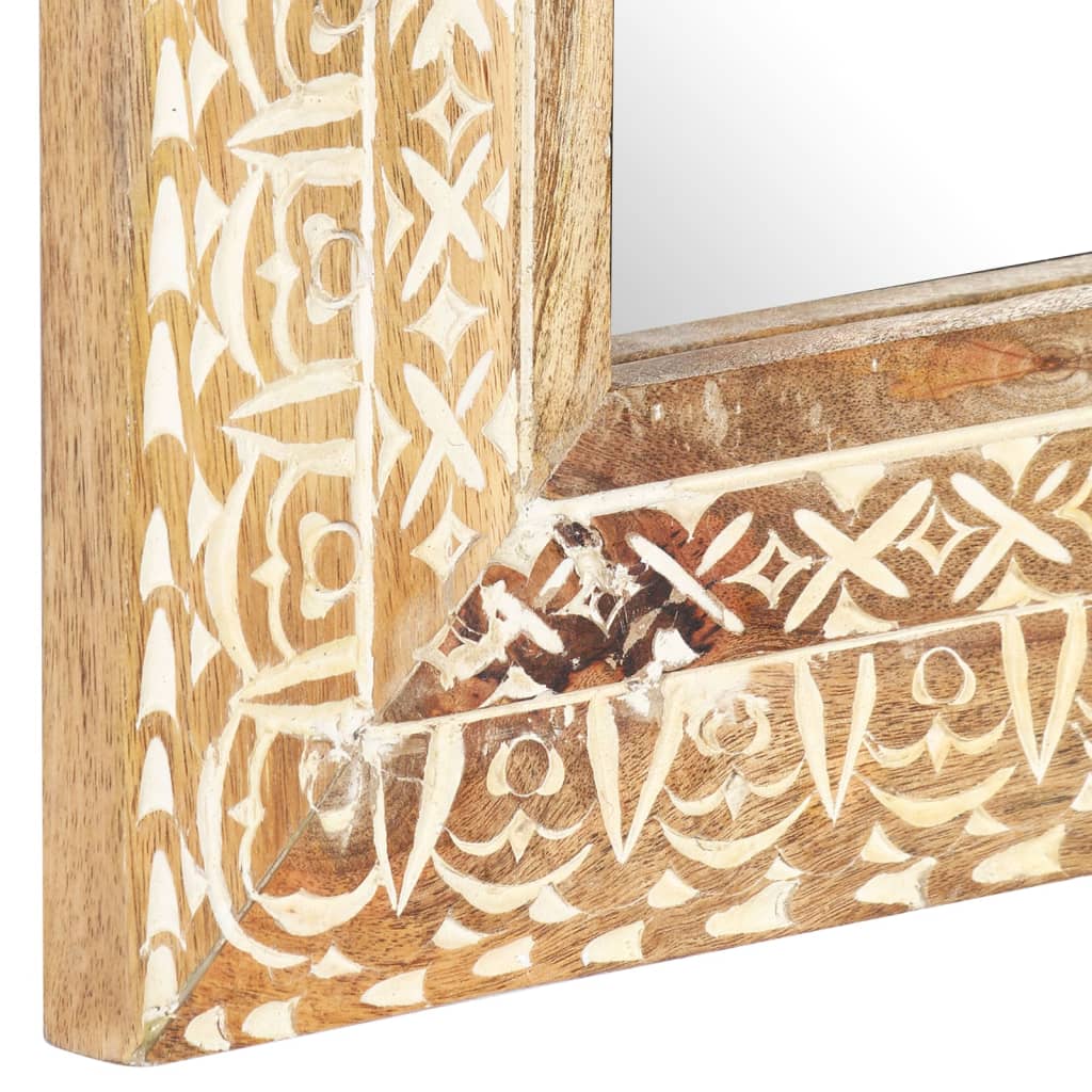 Spiegel Handgeschnitzt 50x50x2,6 cm Massivholz Mango