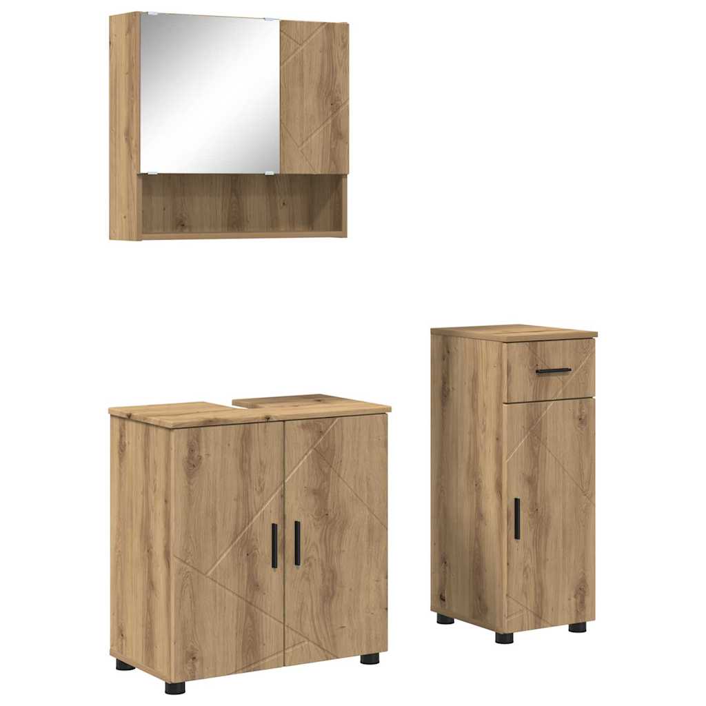 Badezimmermöbel-Set mit Tür 3 pcs Weiß Holzwerkstoff & Metall