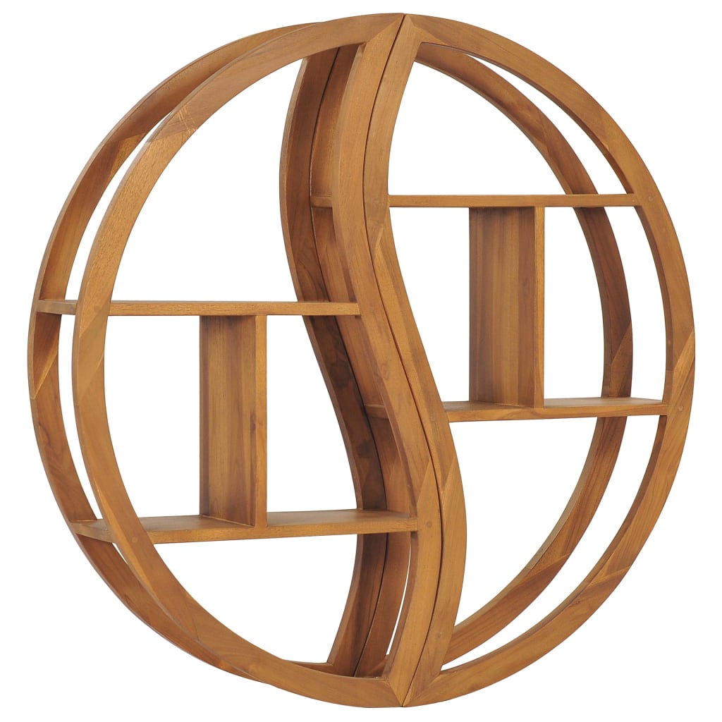 Wandregal Yin und Yang 80x17,5x80 cm Teak Massivholz