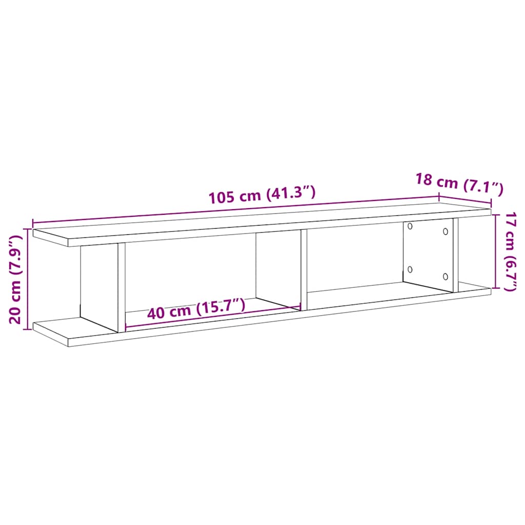 Wandregale 2 Stk. Weiß 75x18x20 cm Holzwerkstoff