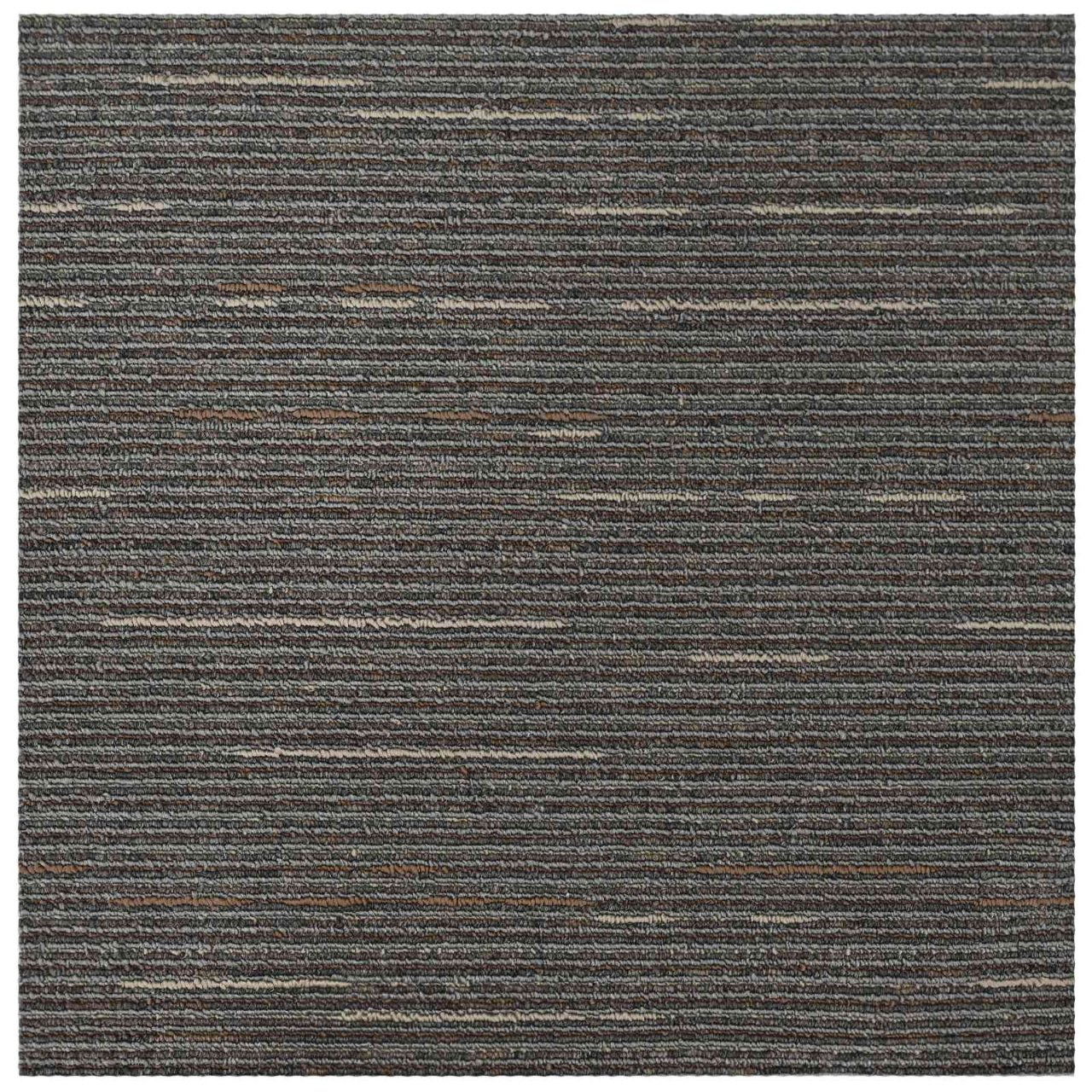 Teppichfliese Hellgrau mit Streifen 50 x 50 cm 4 pcs