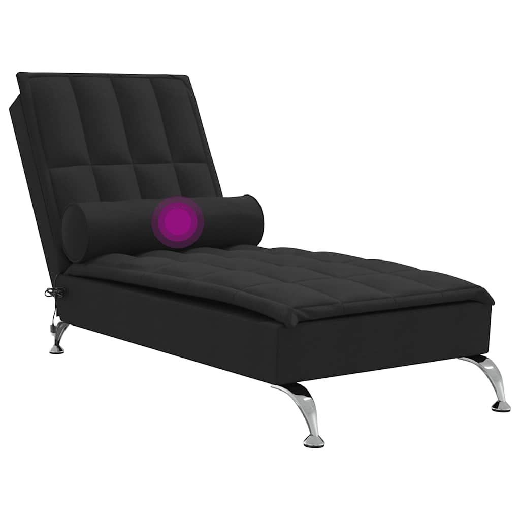 Massage-Chaiselongue mit Nackenrolle Hellgrau Stoff