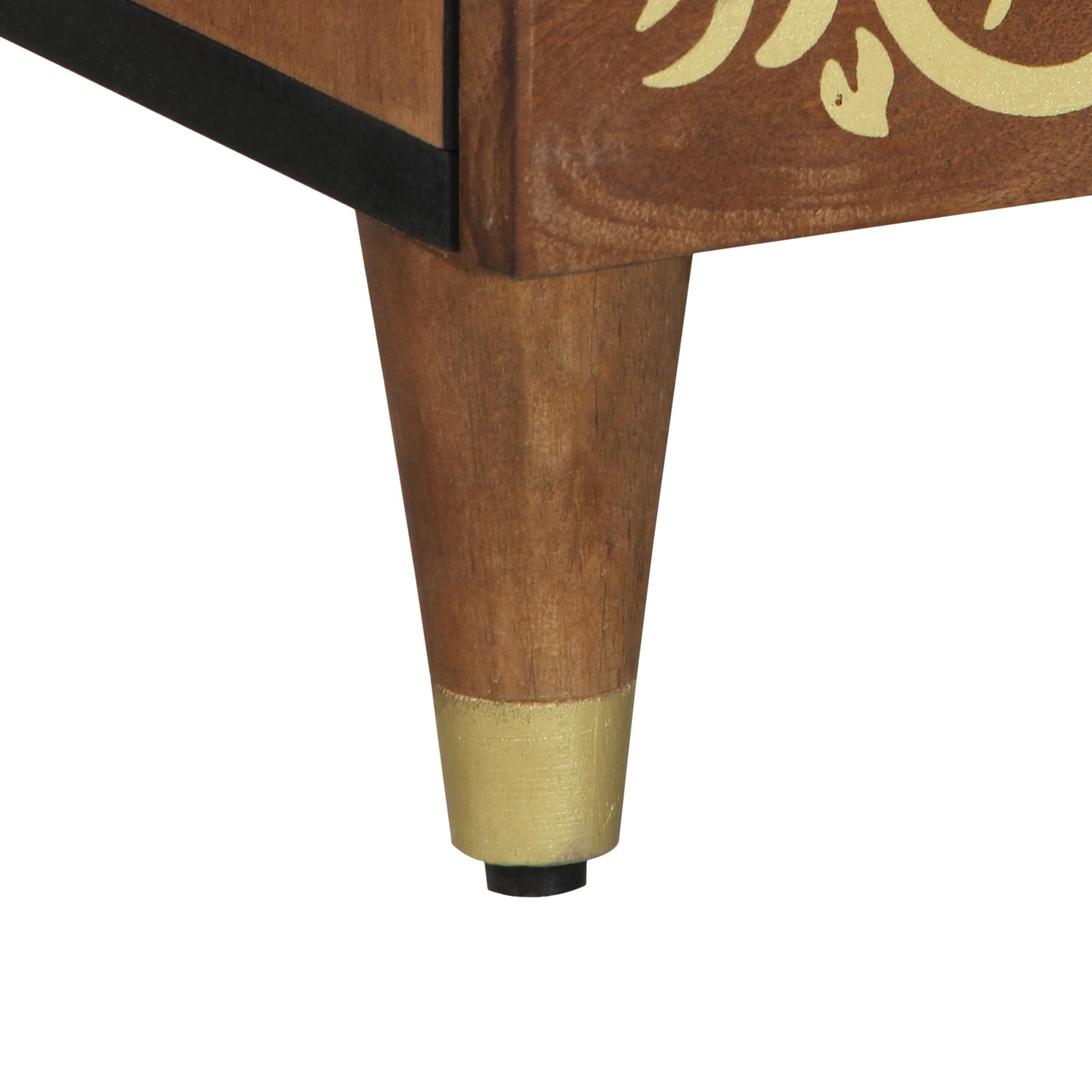 Highboard Grau und Gold 60 x 33 x 100 cm Massivholz Mango
