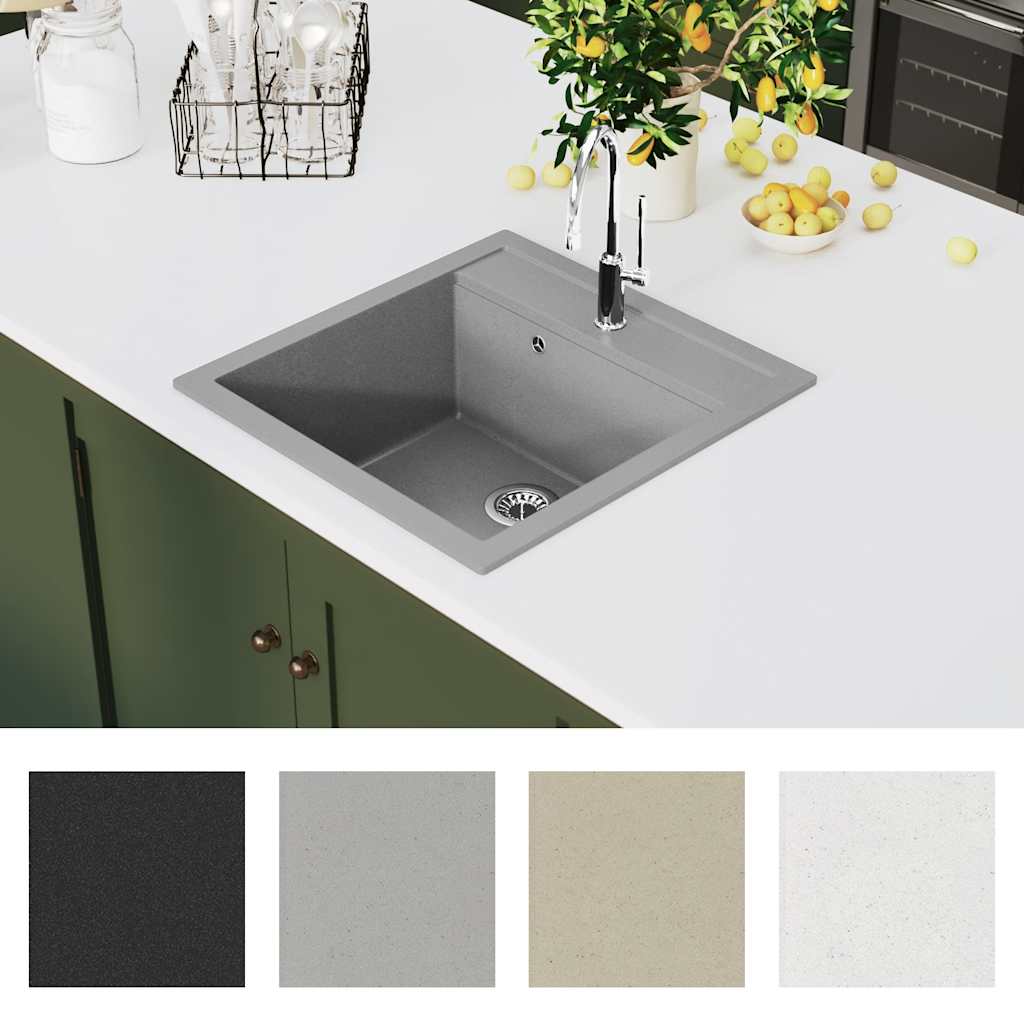 Granitspüle Einzelbecken Schwarz