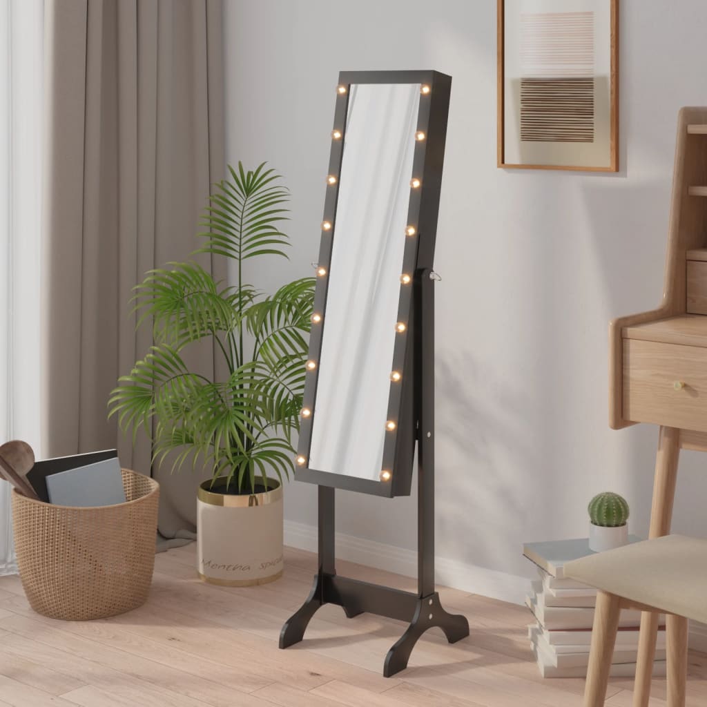 Standspiegel mit LED Weiß 34x37x146 cm