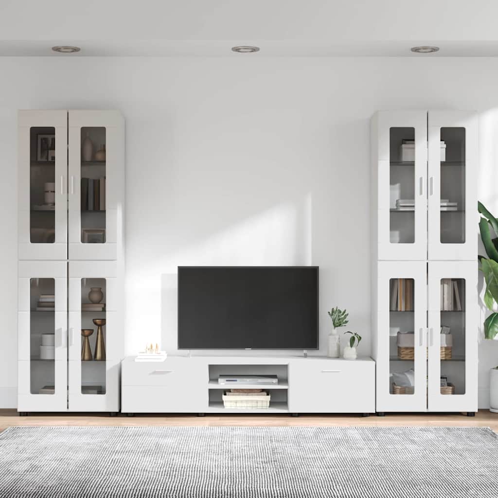 Highboard mit Regal FLORIN Weiß 60 x 35 x 182 cm Holzwerkstoff
