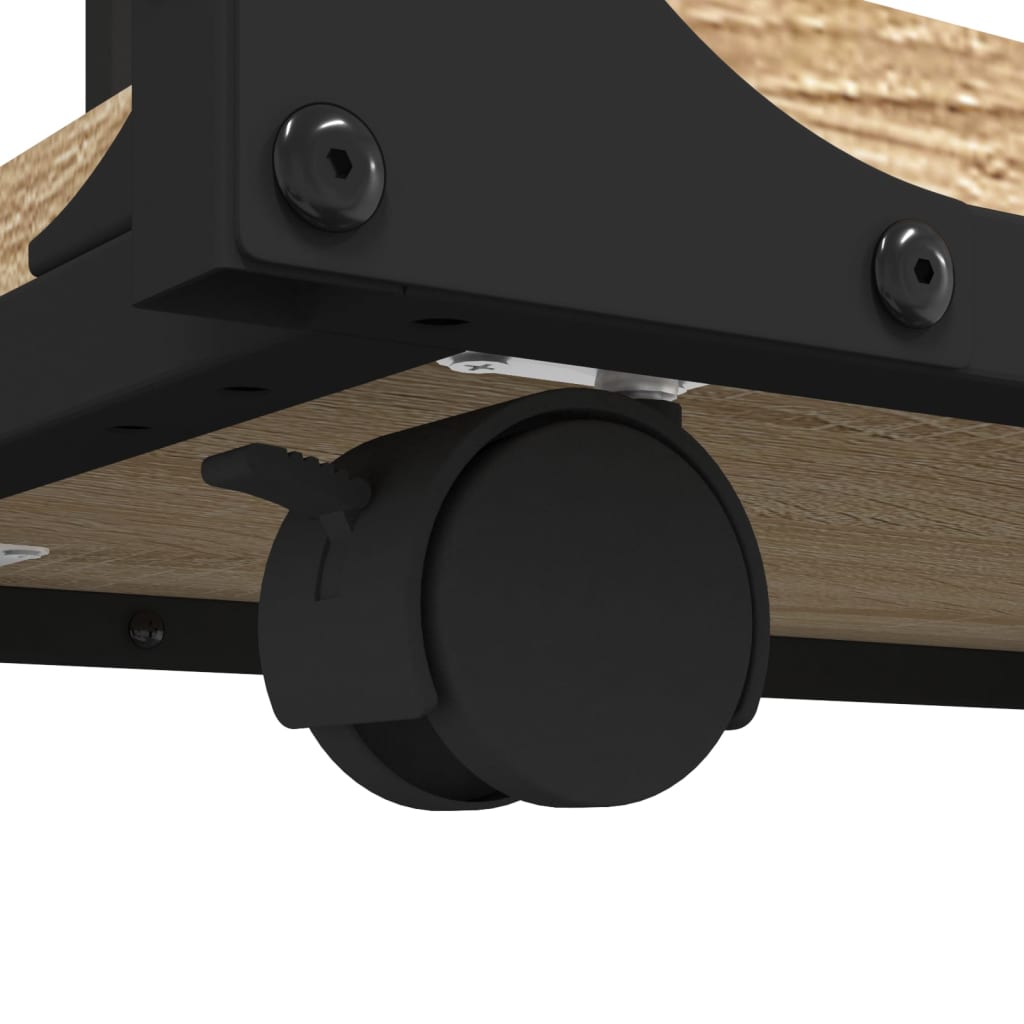 Beistelltisch mit Rollen Schwarz 50x35x55,5 cm Holzwerkstoff