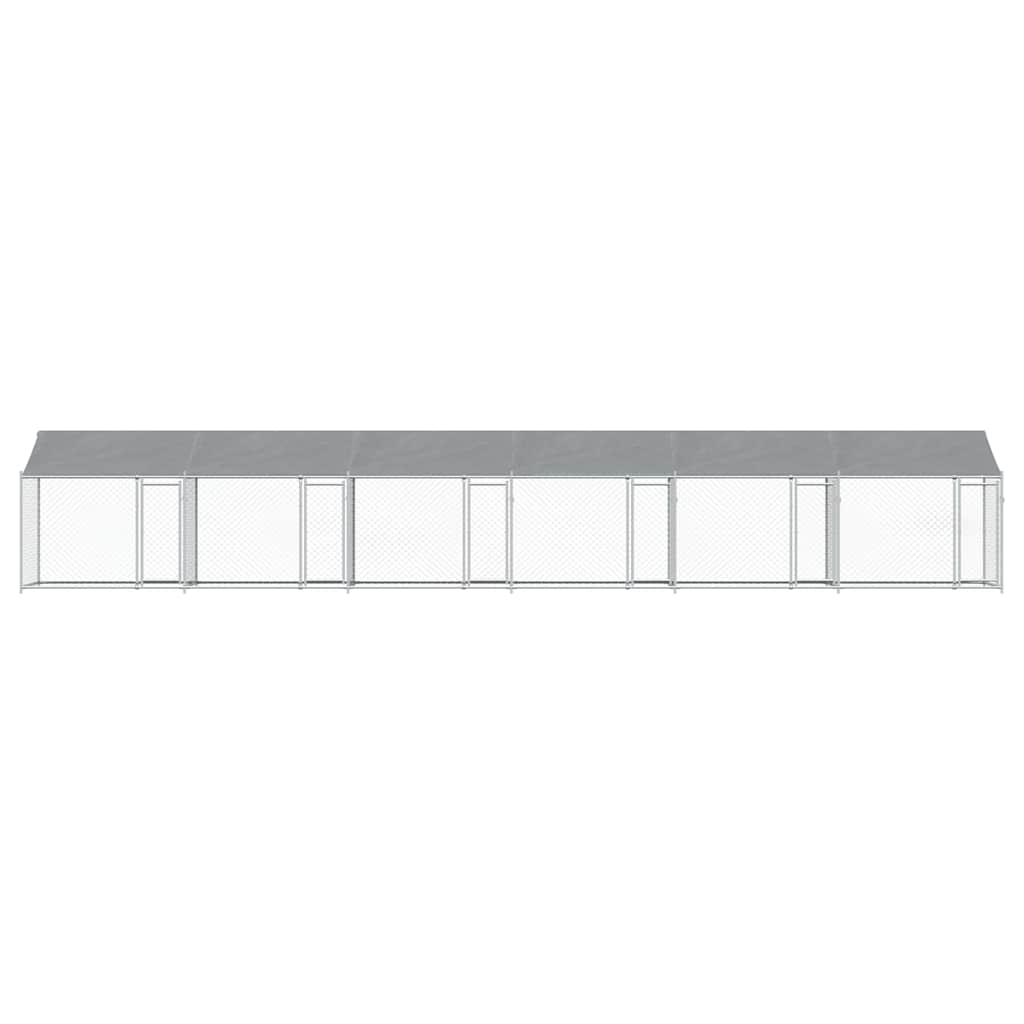 Hundezwinger mit Dach und Tür Grau 2x2x2 m Verzinkter Stahl