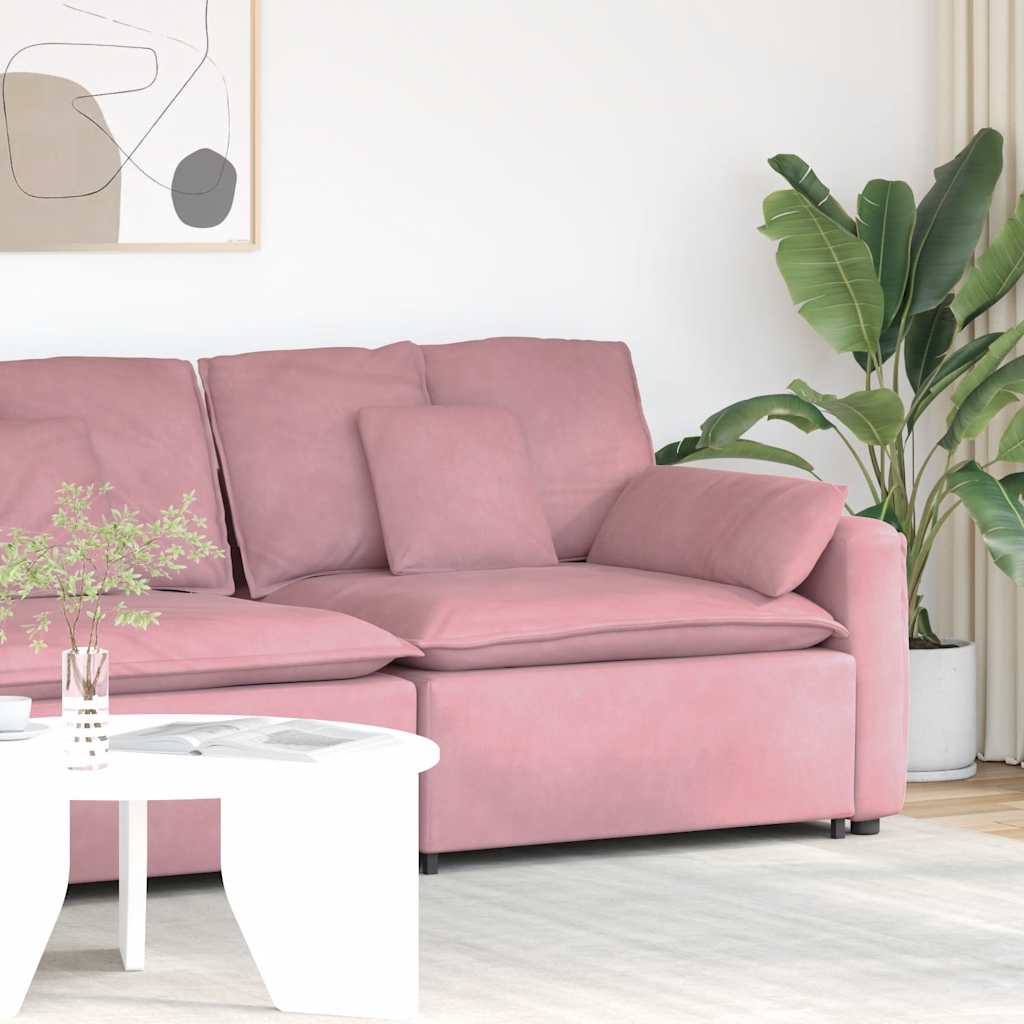Modulares Sofa Endmodul mit Armlehne Kissen Blau 100 cm