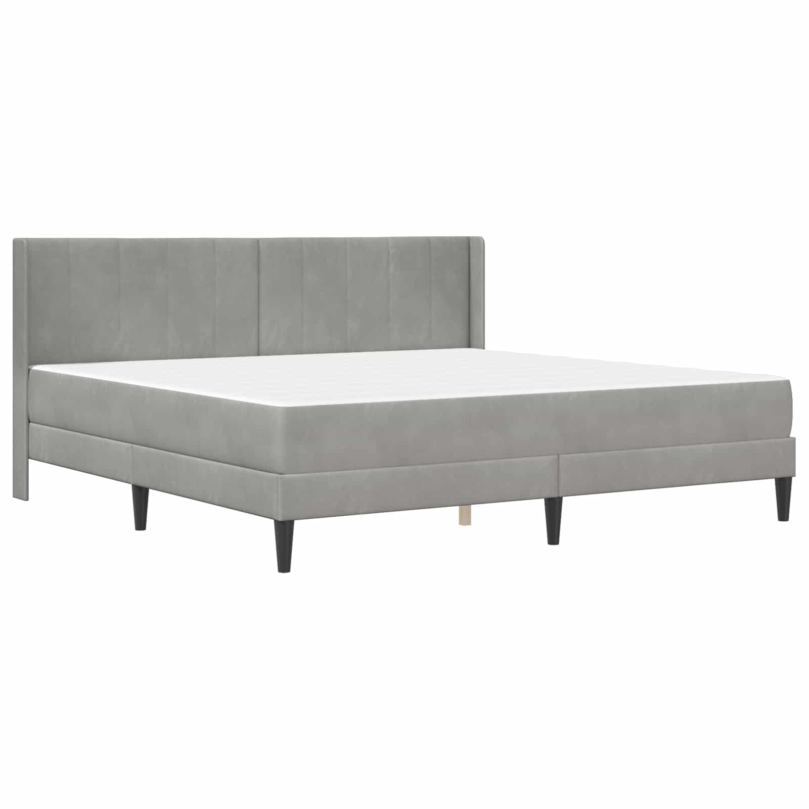 Bettgestell mit Matratze mit Kopfteil Hellgrau 80 x 200 cm Samt