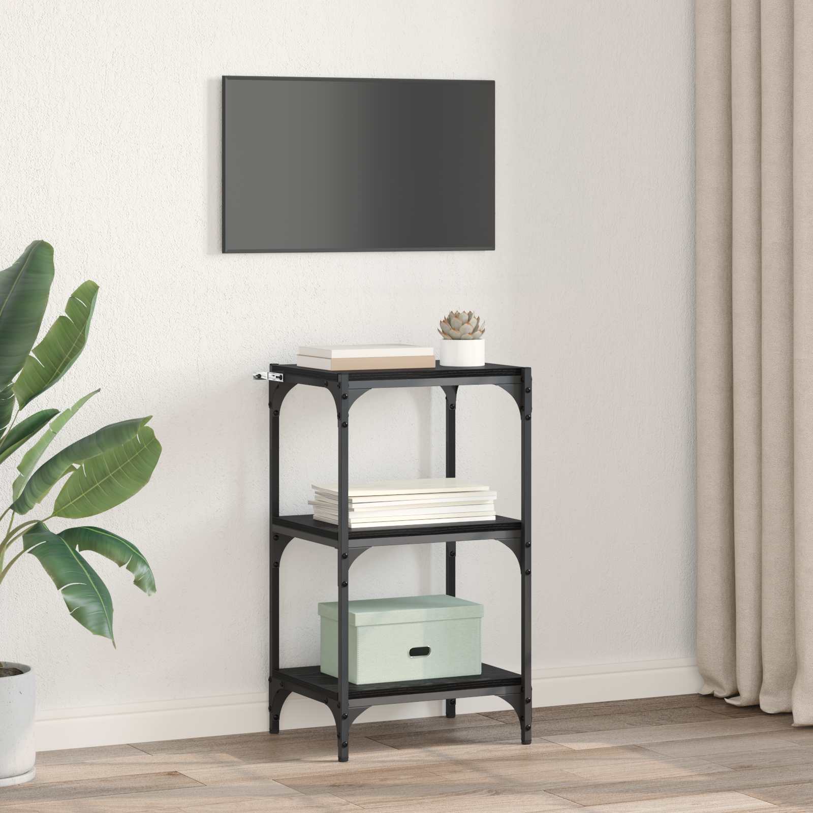 Bücherregal Schwarz 40x33x70,5 cm Holzwerkstoff und Stahl