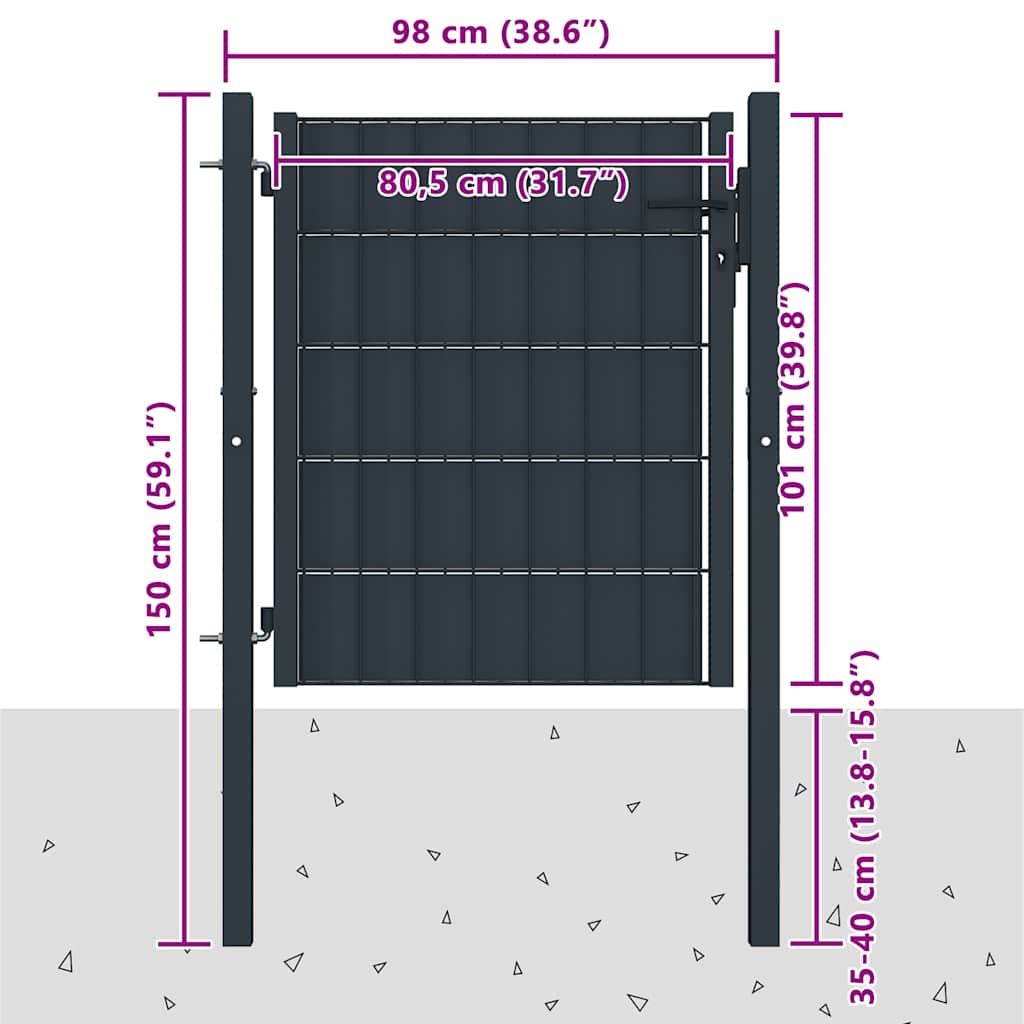 Zauntor aus PVC und Stahl 100 x 81 cm Grün