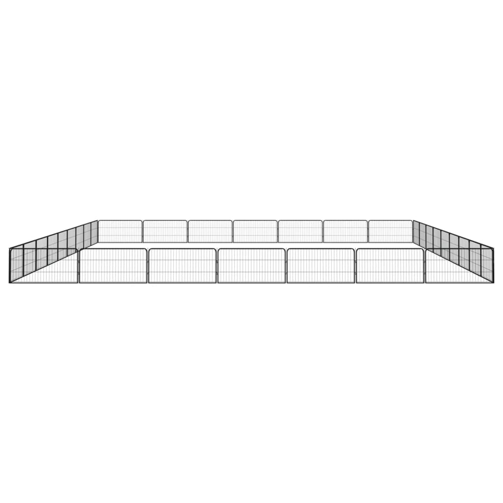 4-tlg. Hundelaufstall Schwarz 100x50cm Stahl Pulverbeschichtung