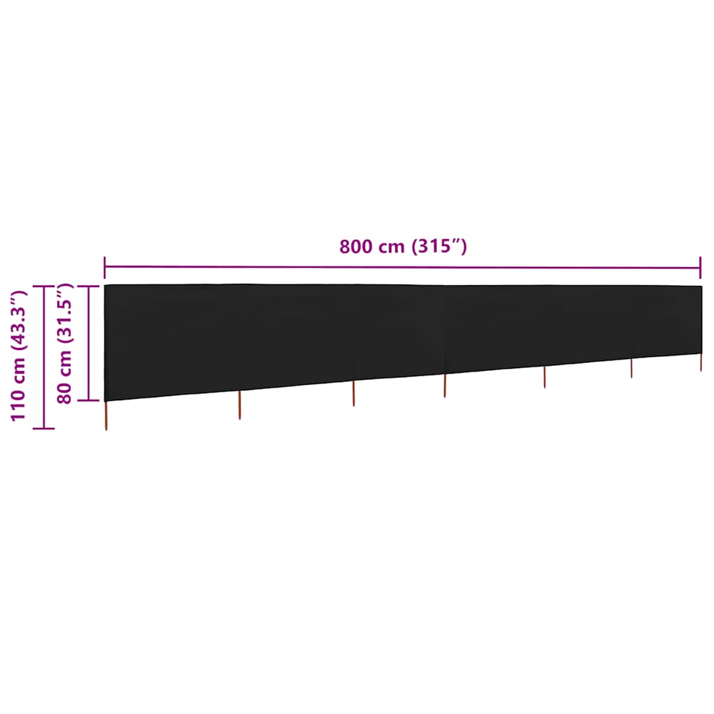 3-teiliges Windschutzgewebe 400 x 120 cm Weiß