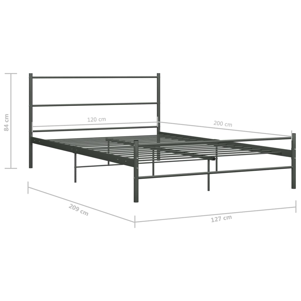 Bettgestell Grau Metall 180×200 cm