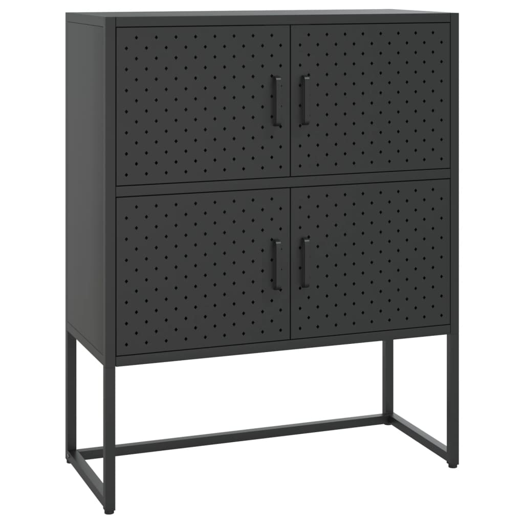 Highboard Schwarz 80x35x135 cm Stahl