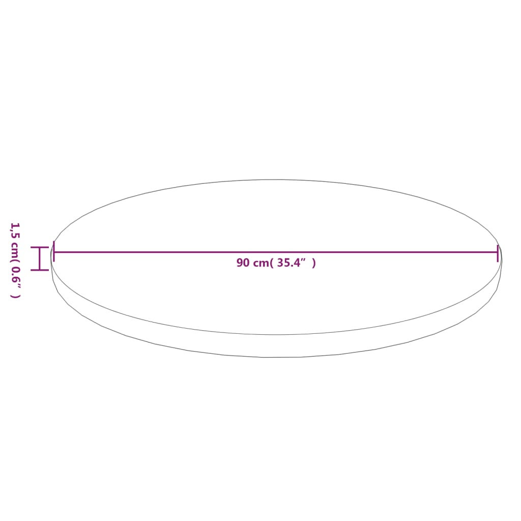 Runde Tischplatte Ø30x1,5 cm Unbehandeltes Massivholz Eiche