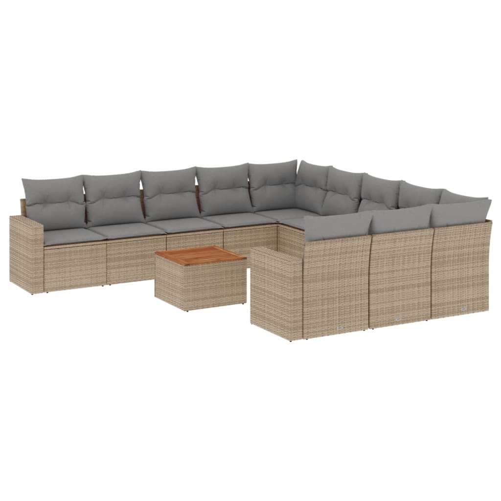 12-tlg. Garten-Sofagarnitur mit Kissen Schwarz Poly Rattan