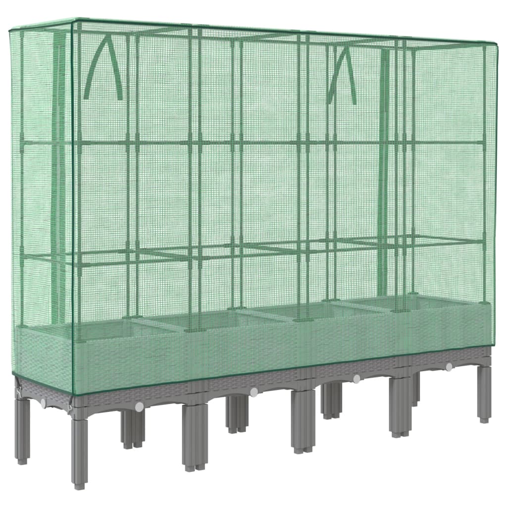 Hochbeet mit Gewächshaus-Aufsatz Rattan-Optik 40x40x140 cm