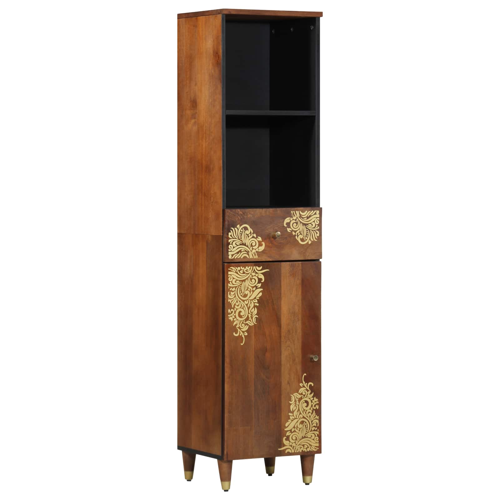 Badezimmerschrank Grau 38 x 33 x 160 cm Massivholz Mango