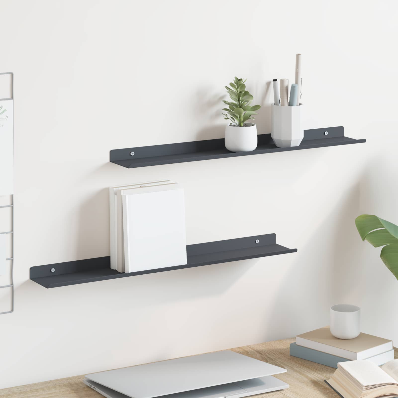 Schwebendes Regal 3 pcs Schwarz 40 x 9 x 2,5 cm Stahl