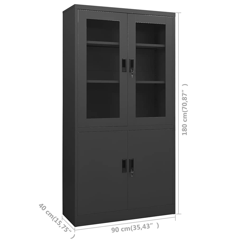 Büroschrank Weiß 90x40x180 cm Stahl