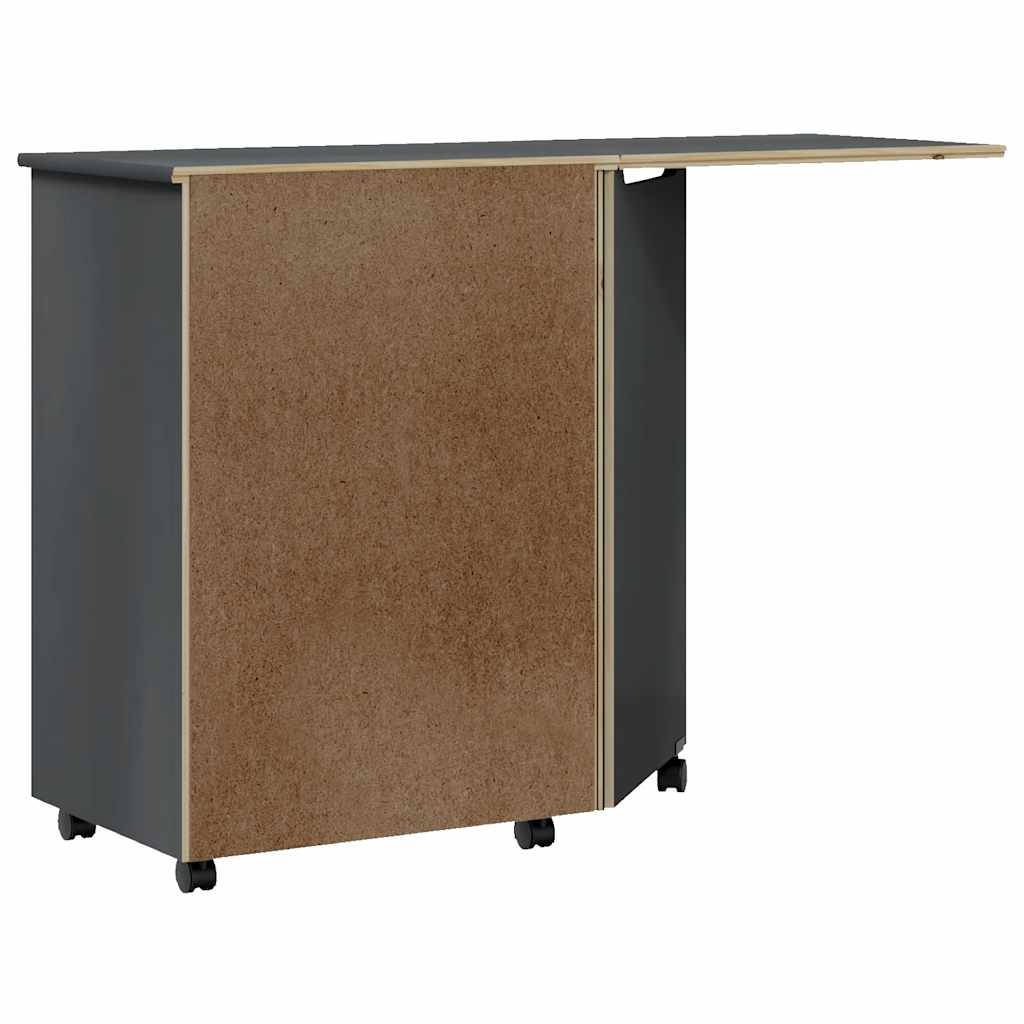 Rollschrank mit Schreibtisch MOSS Honigbraun Massivholz Kiefer