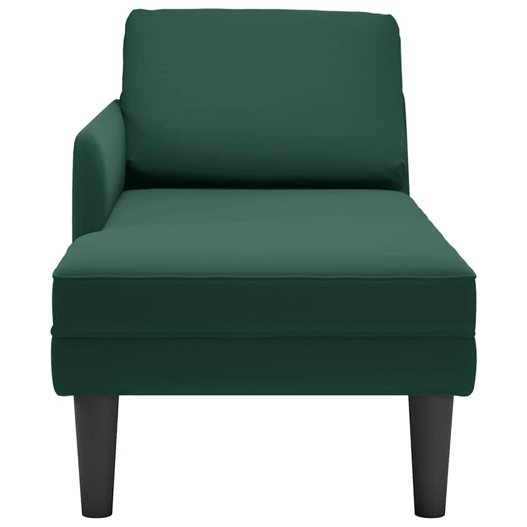 Chaiselongue mit Kissen und Rechter Armlehne Blau Samt