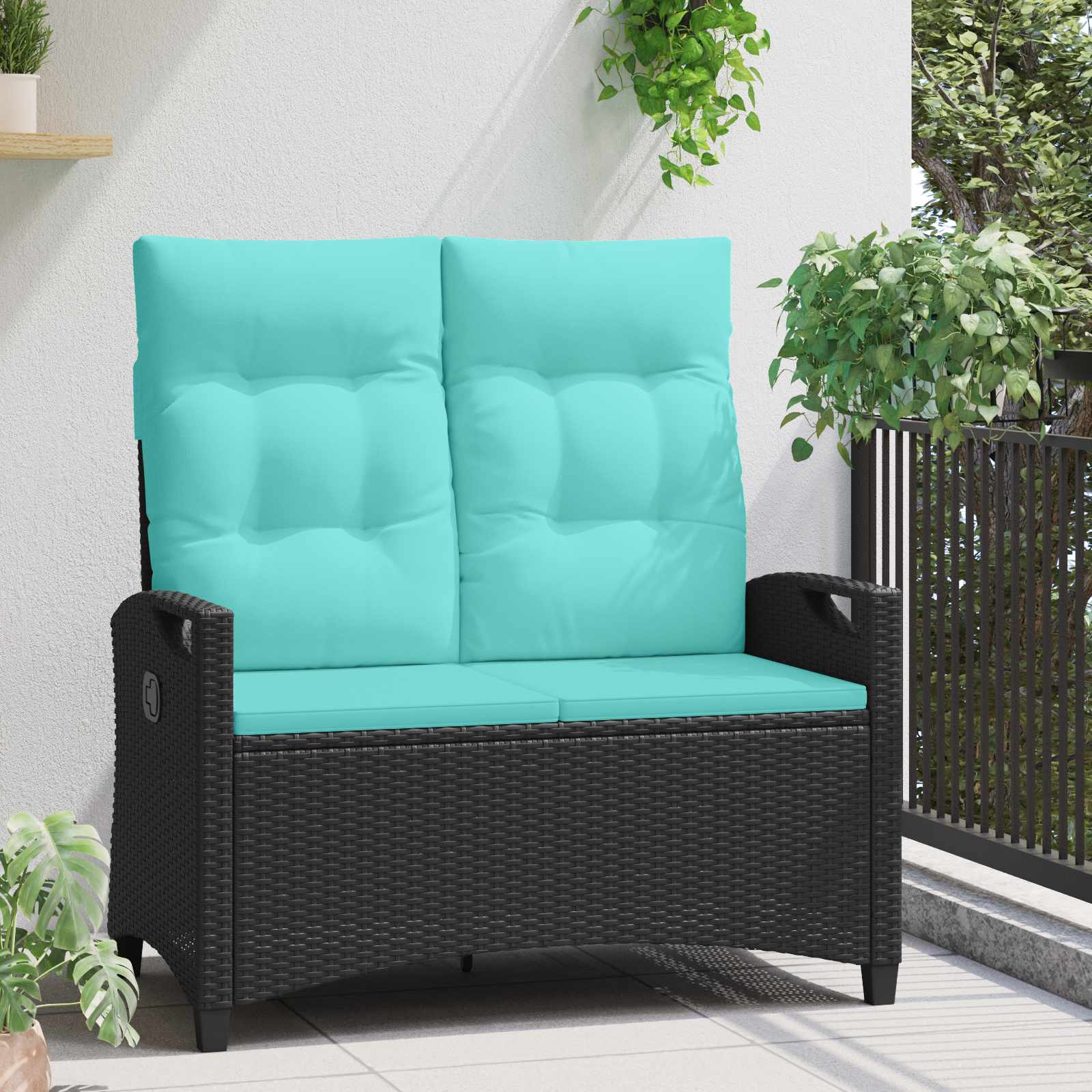 Gartenbank Schwarz 105 x 60 x 112 cm Stahl und Polyester