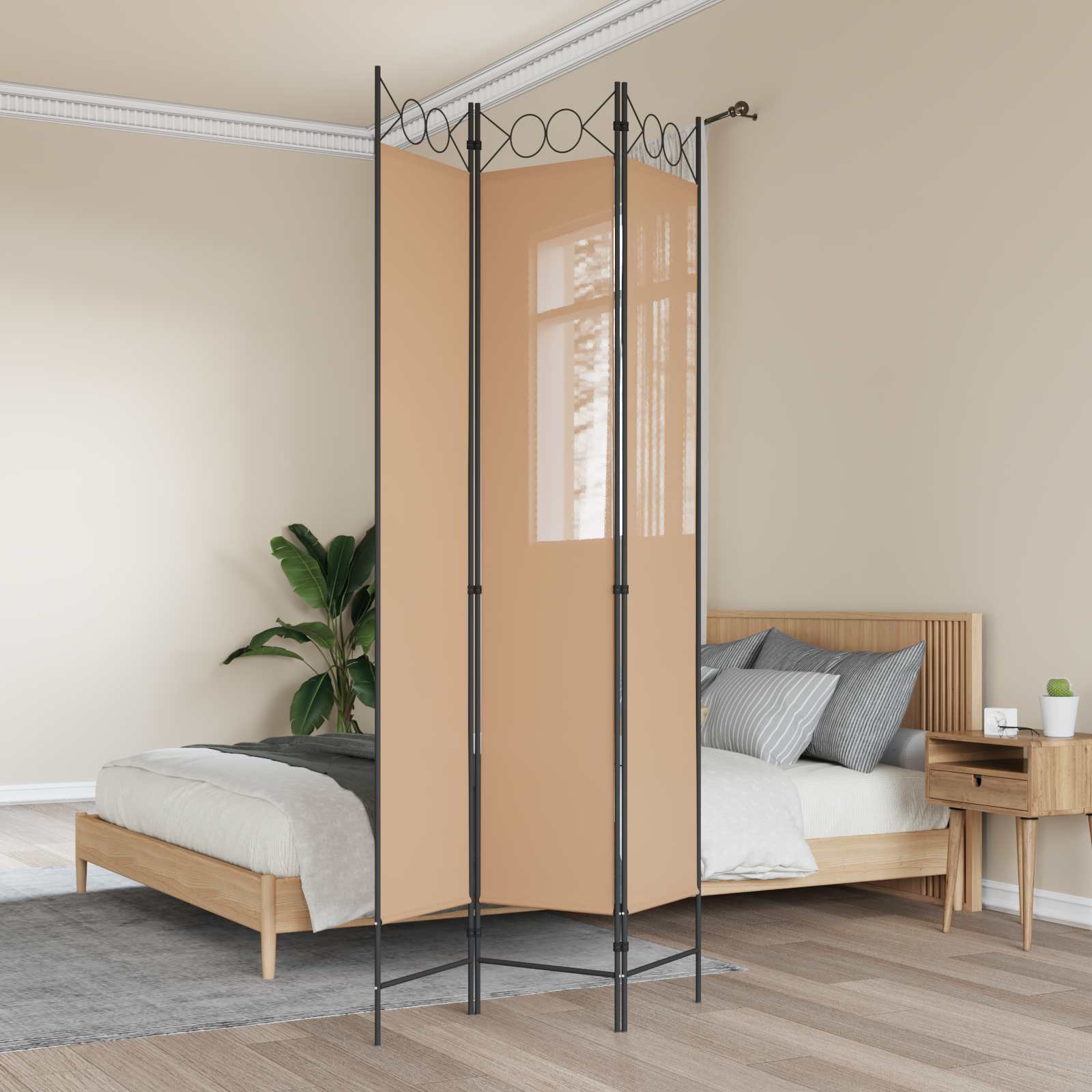 3-teiliger Raumteiler Beige 120 x 200 cm Stoff
