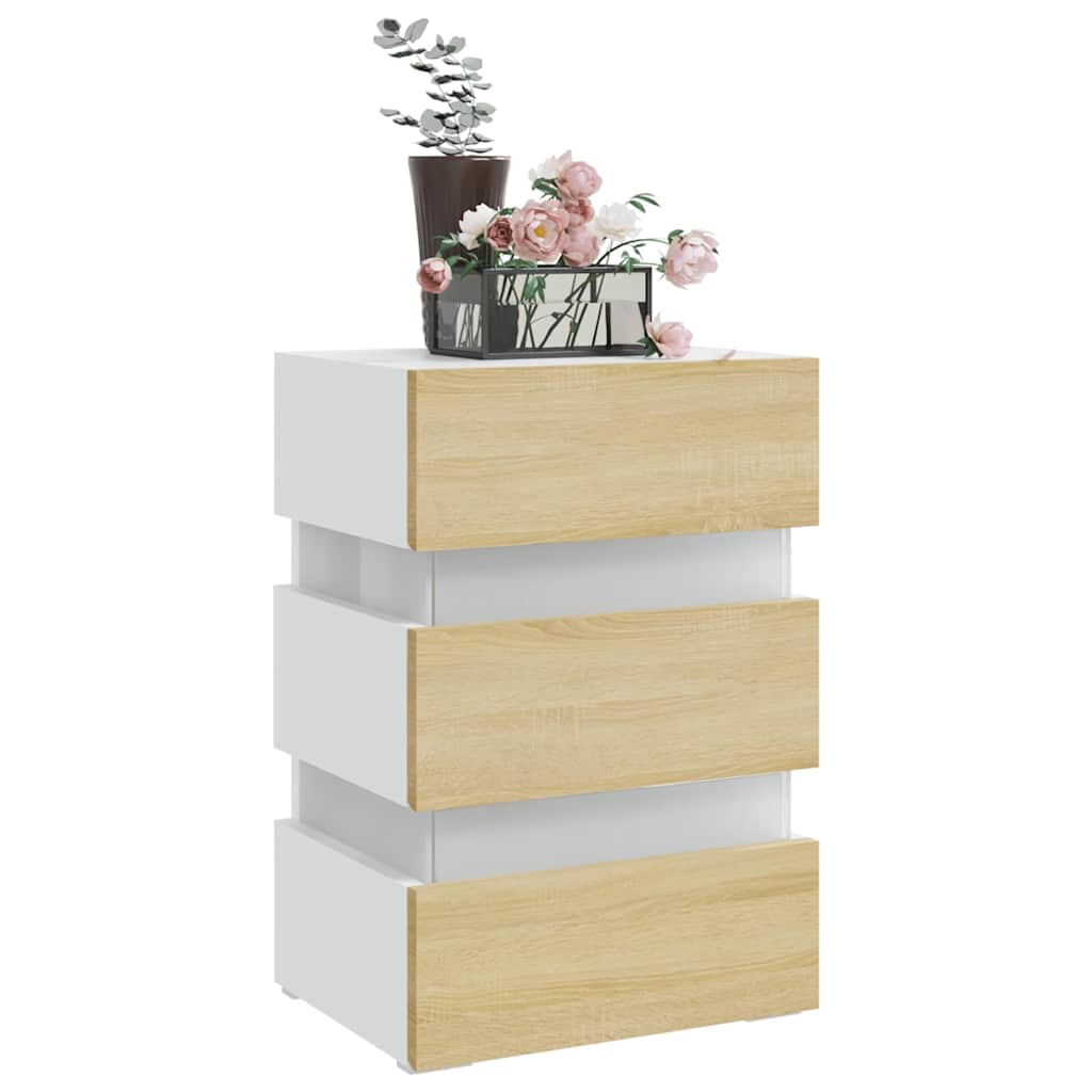 LED-Nachttisch Weiß 45x35x67 cm Holzwerkstoff