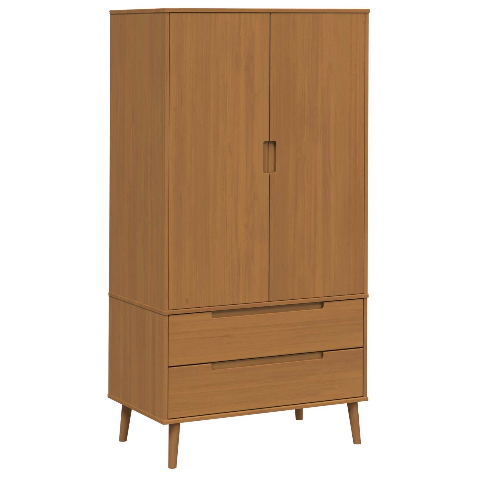 Kleiderschrank MOLDE Braun 90x55x175 cm Massivholz Kiefer