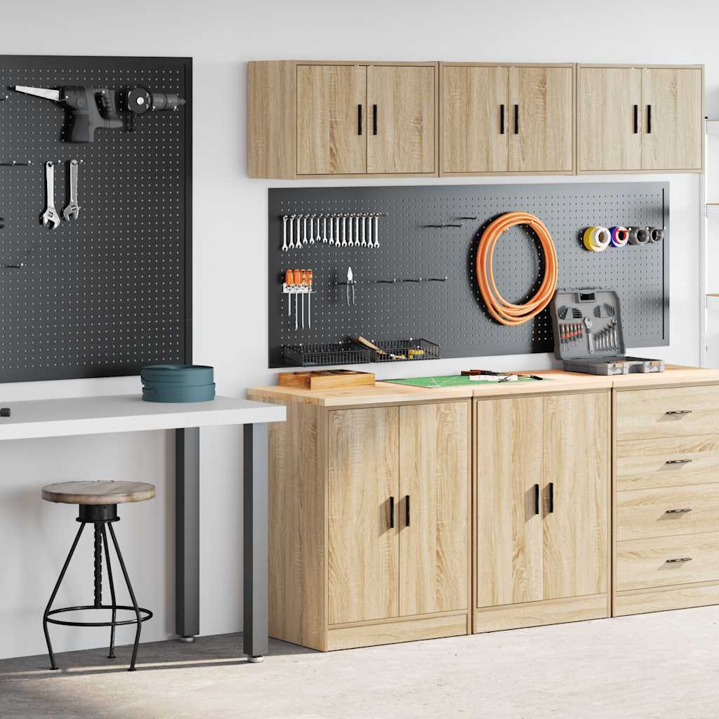 Garagenschränke 2 Stk. Schwarz Holzwerkstoff