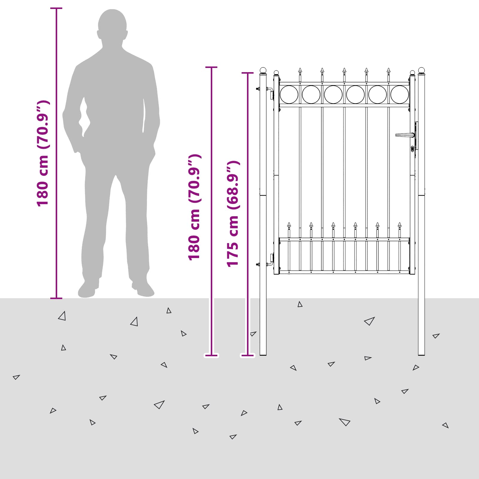 Zauntor HORST 100 x 75 cm Metall Schwarz Abschließbar