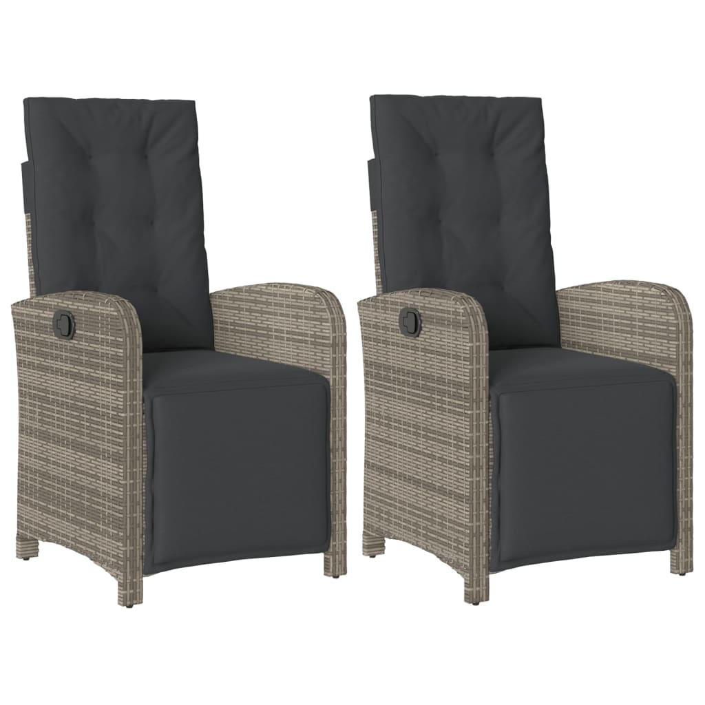 Gartensessel mit Fußteil Verstellbar Schwarz Poly Rattan