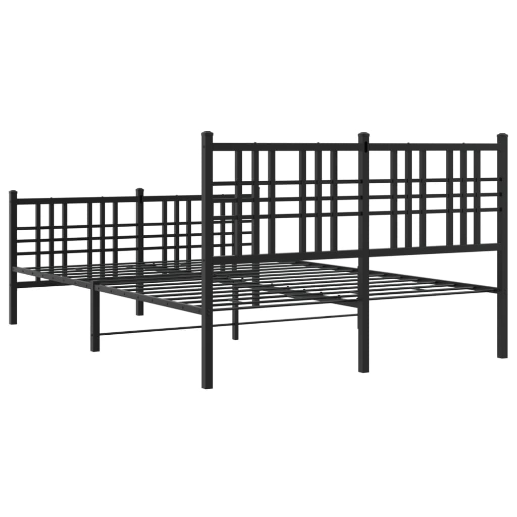 Bettgestell mit Kopf- und Fußteil Metall Schwarz 90x200 cm