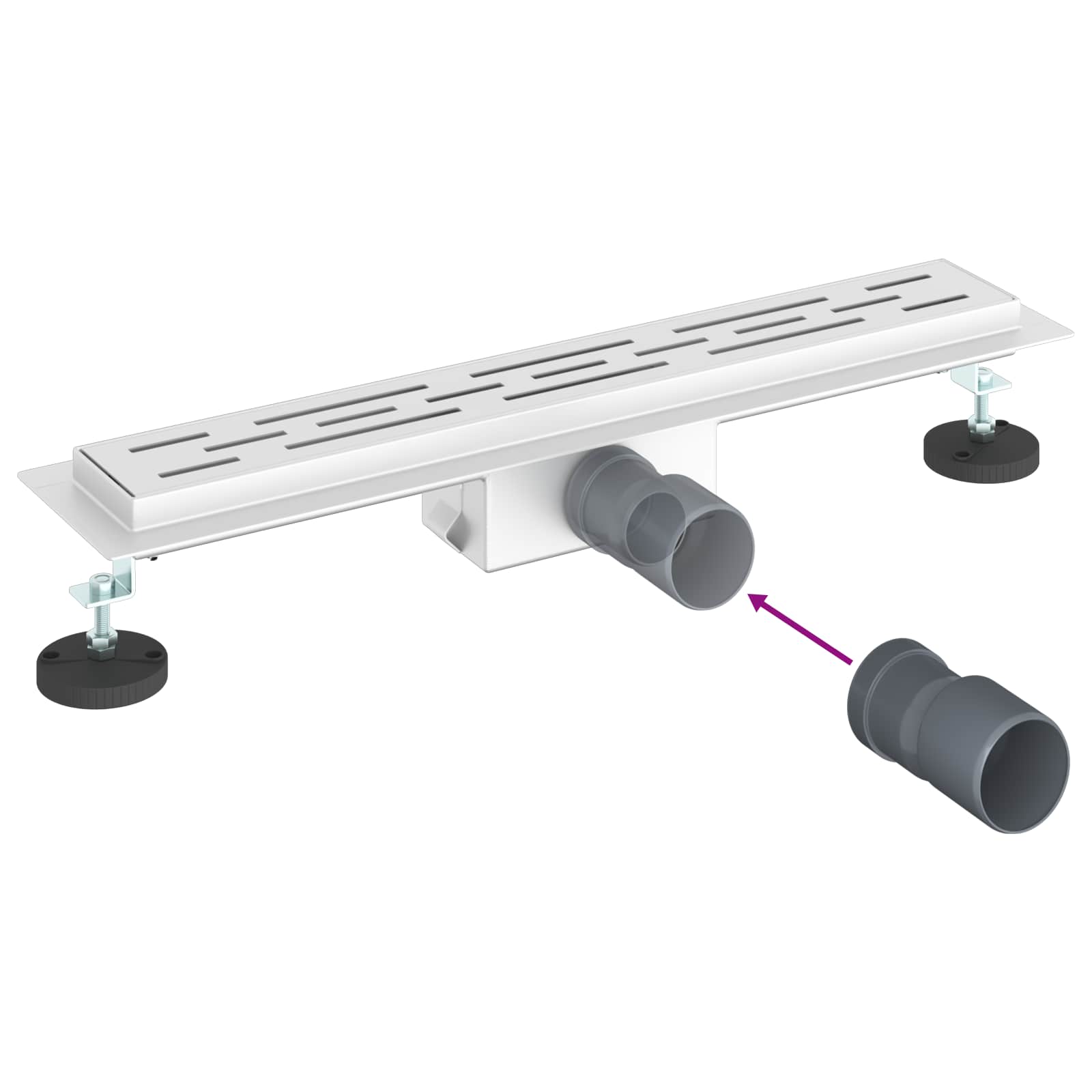 Duschabfluss mit Glasabdeckung Schwarz 50 cm Edelstahl 304