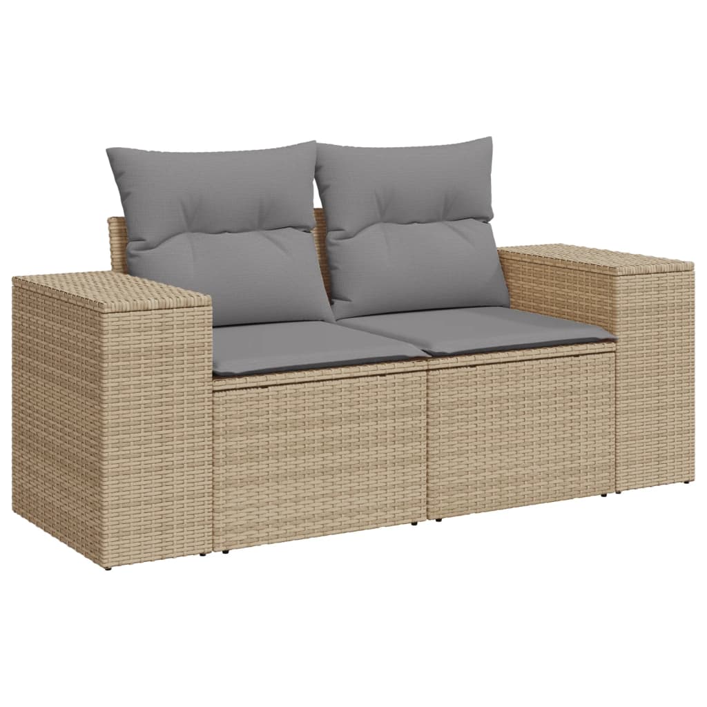 10-tlg. Garten-Sofagarnitur mit Kissen Schwarz Poly Rattan