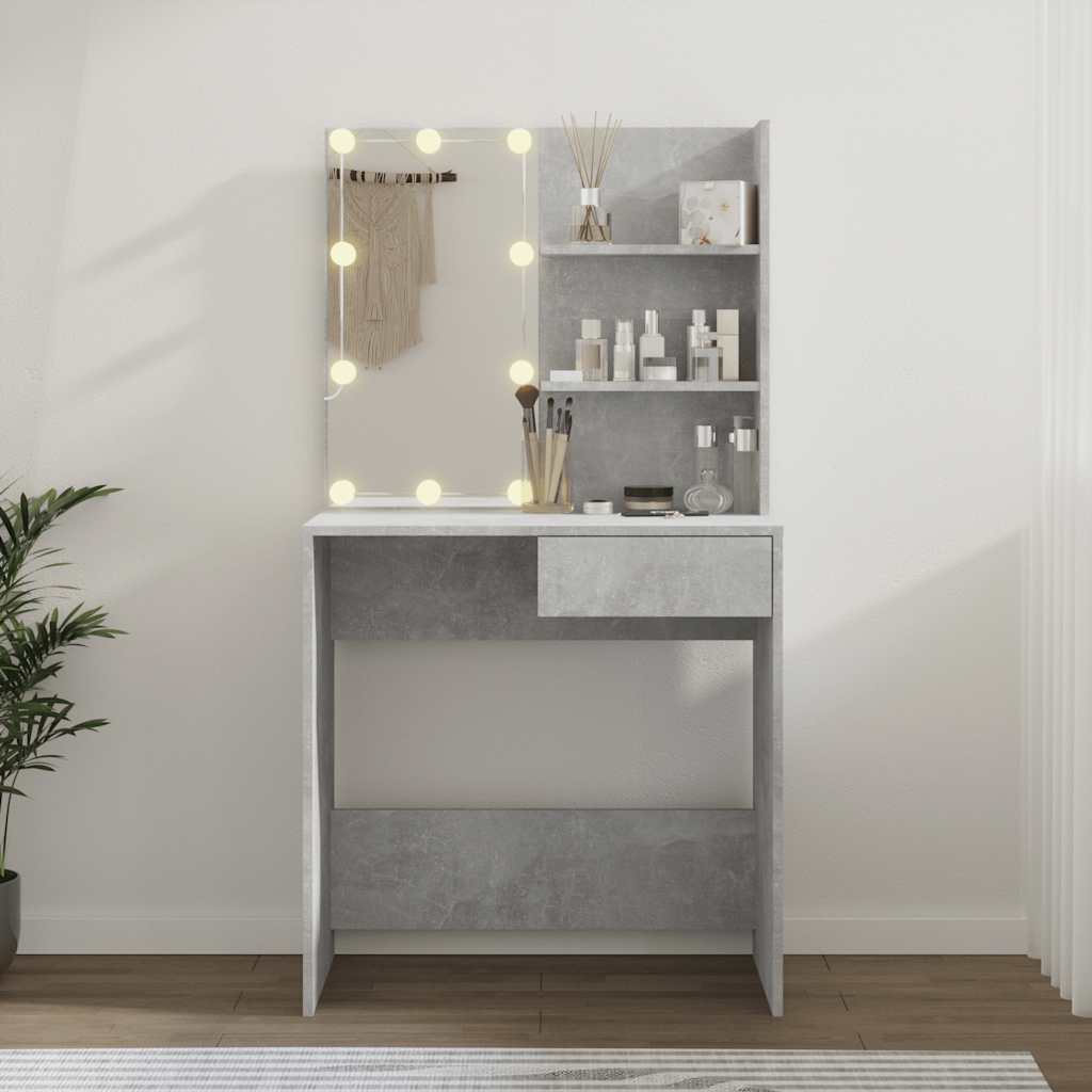 Schminktisch mit LED Weiß 74,5x40x141 cm