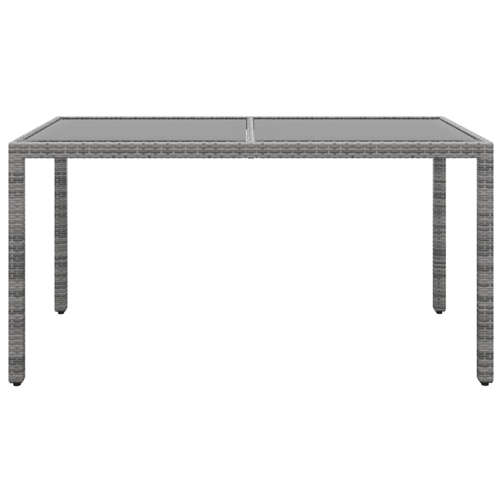 Gartentisch 150x90x75 cm Hartglas und Poly Rattan Schwarz