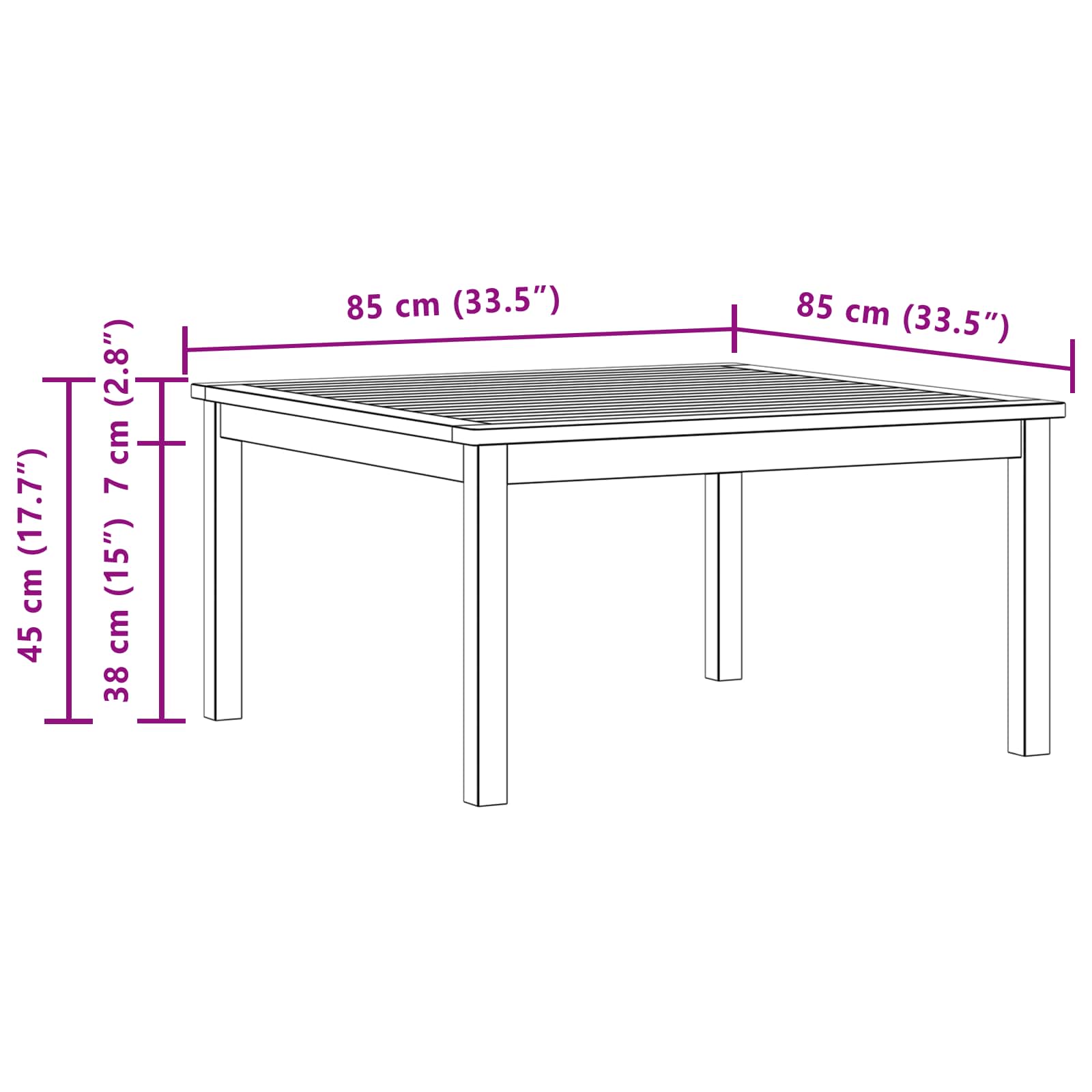 Couchtisch Helles Akazienholz 45 x 45 x 36 cm Massivholz Akazie
