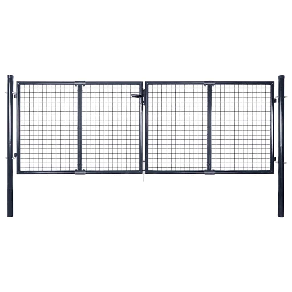 Maschen-Gartentor verzinkter Stahl 300 x 75 cm Grau