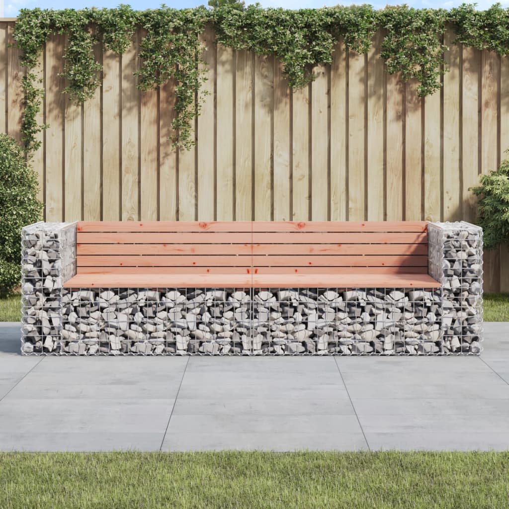 Gartenbank aus Gabionen 244x71x65,5 cm Kiefernholz Imprägniert