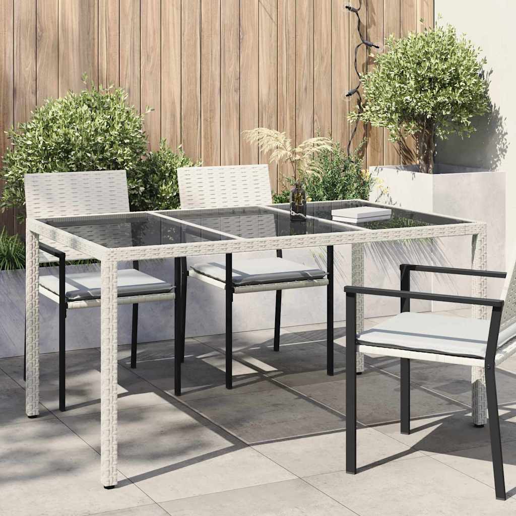 Gartentisch 150x90x75 cm Hartglas und Poly Rattan Grau